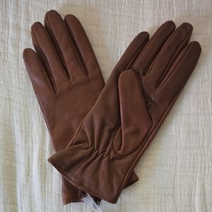 CHARTER CLUB "Saddle" Brown 100% Leather Gloves Womens's Leather Gloves